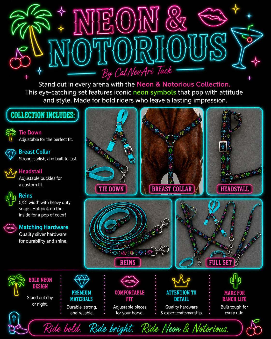 ⚡ NEON & NOTORIOUS Horse Tack Collection 💋🍒💎🌴
